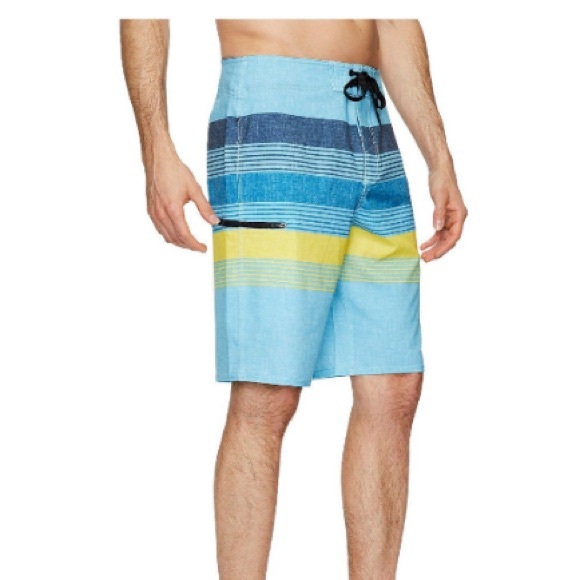 O’Neill Brisbane Men’s Board Shorts Size 40 Teal Blue Yellow Surf Swim Trunks - Picture 8 of 9